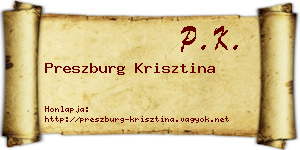 Preszburg Krisztina névjegykártya
